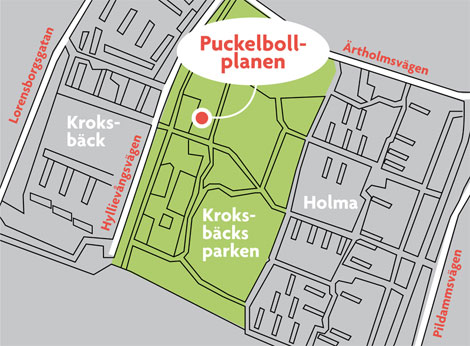 Karta över Puckelbollplanen