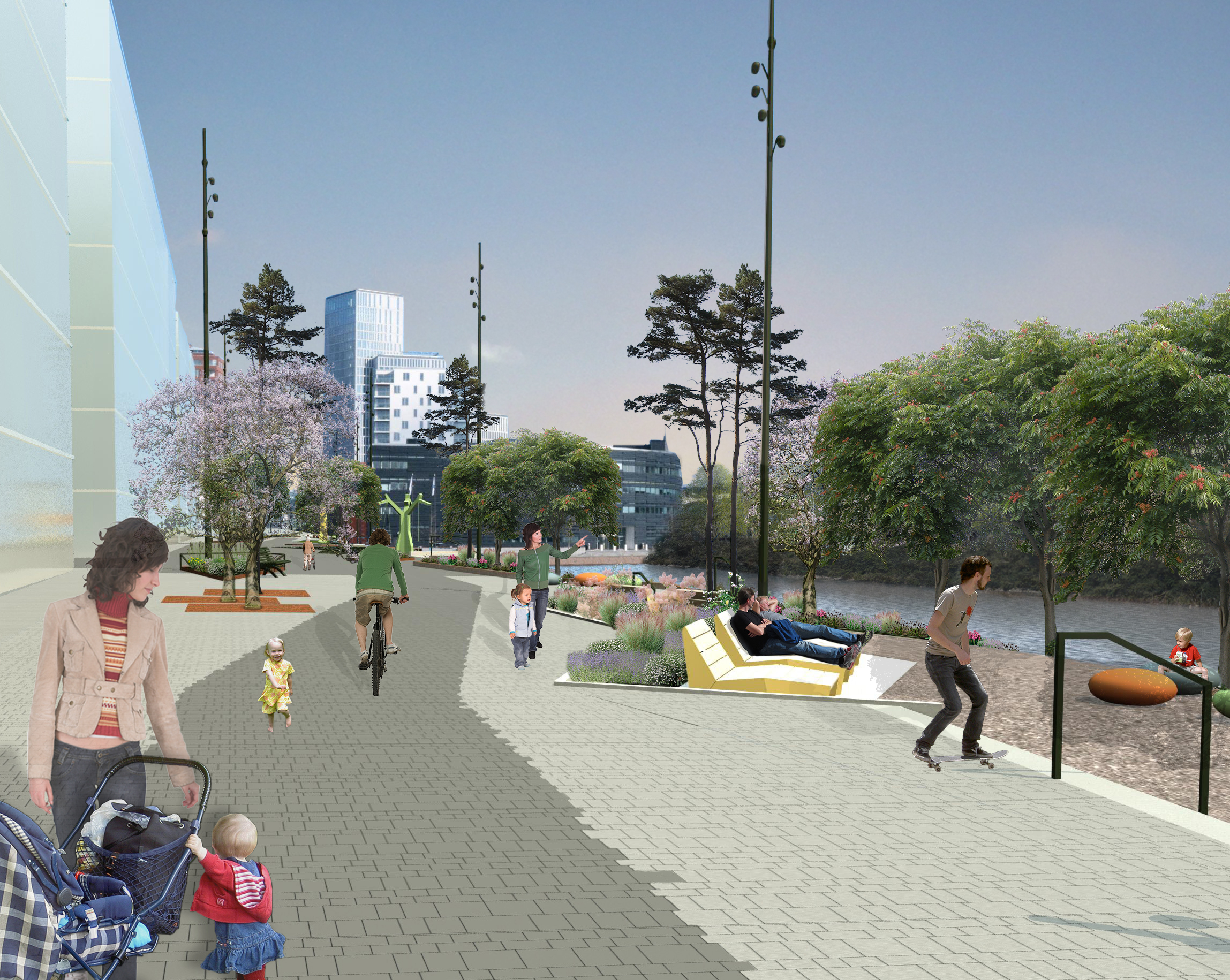 Citadellsvägen kommer bli ett grönt gång- och cykelstråk. Illustration Infra C