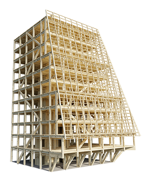 Träkonstruktion av byggnaden Fyrtornet