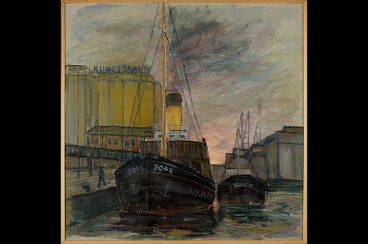 Målning i olja av
Åke Waldemar Larsson, 1987.