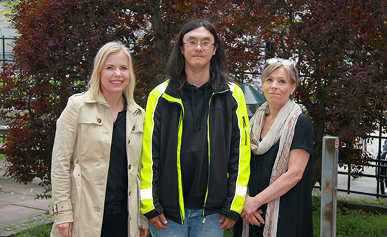 Bild på Caroline, Erik och Henrietta i samband med inspirationsträff för företag och praktikanter