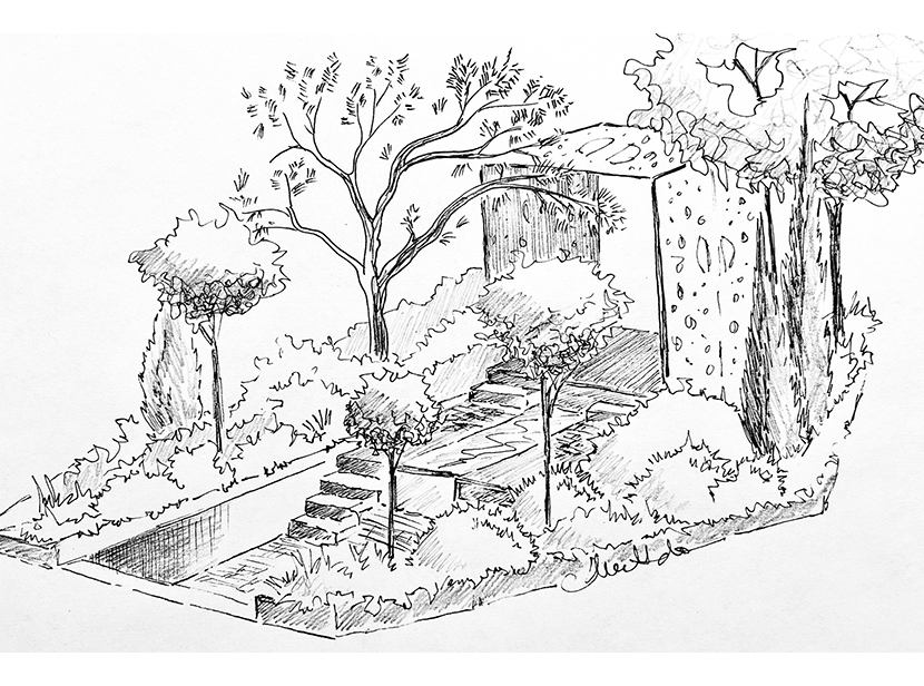 Illustration av utställningsträdgården.