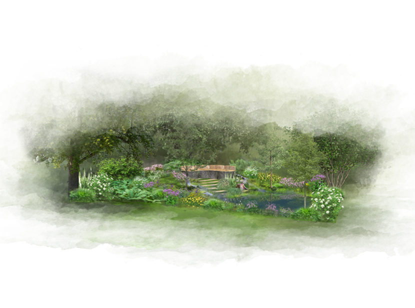 Illustration över utställningsträdgården