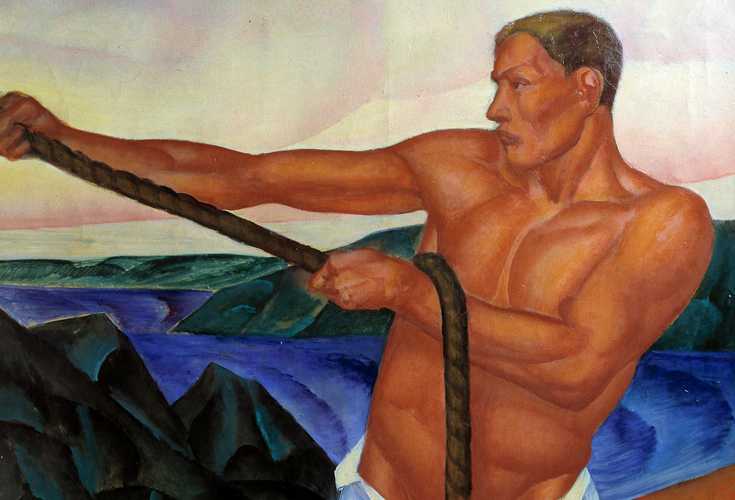 Bild på Kuzma Sergeevich Petrov-Vodkins oljemålning Arbetaren.