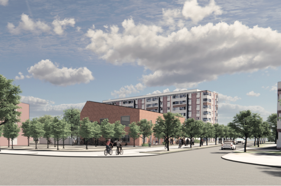 Arkitektritad konceptbild över Ardennerns förskola.