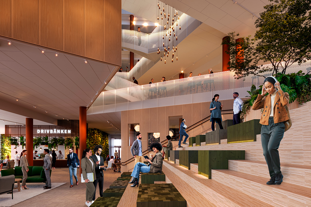 Illustration som visar Drivbänkens atrium.