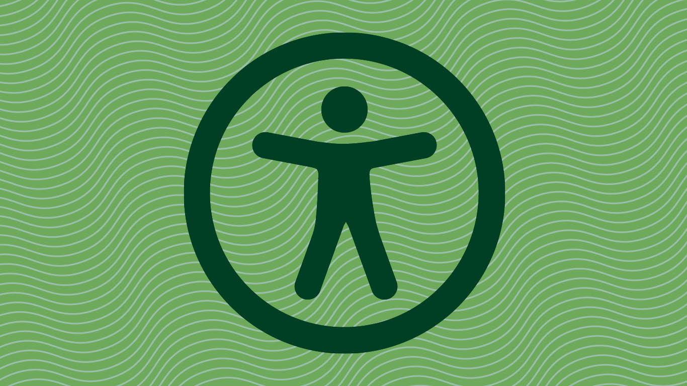 Illustration med figur i cirkel, en symbol för tillgänglighet.