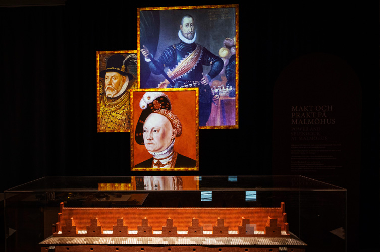 Digitala porträtt av kungar och länsherrar som verkat på Malmöhus slott.