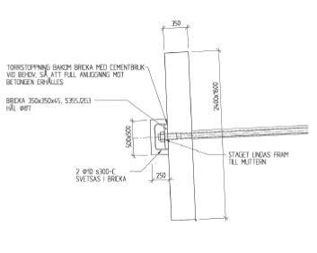 Exempel på ankarplatta i betong. Mått får inte åberopas. Ska beräknas i varje objekt.