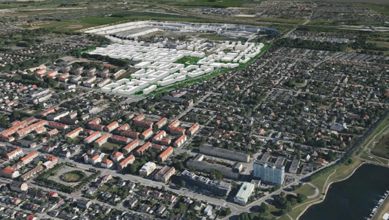 Annetorps industriområde kan i framtiden bli en ny stadsdel i Limhamn med en blandning av bostäder och verksamheter. Bild: Malmö stadsbyggnadskontor
