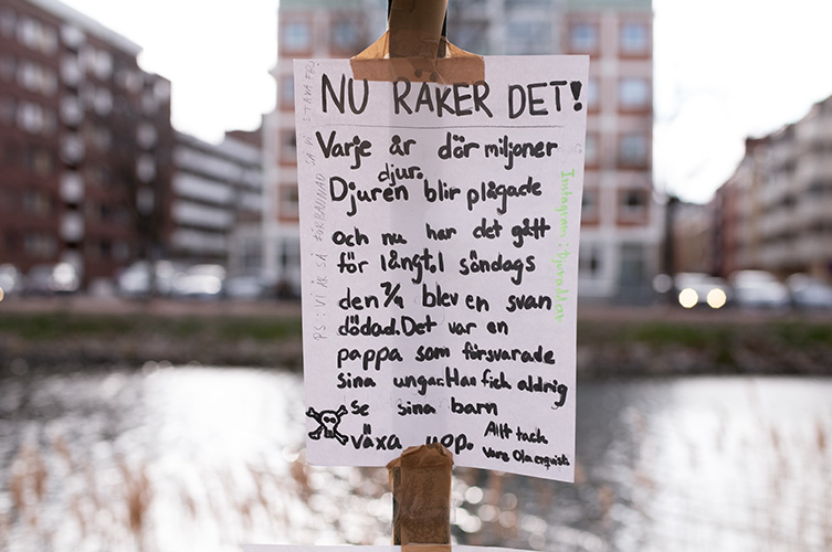 Många invånare var arga och skrev ilskna lappar som de satte upp runt kanalen.