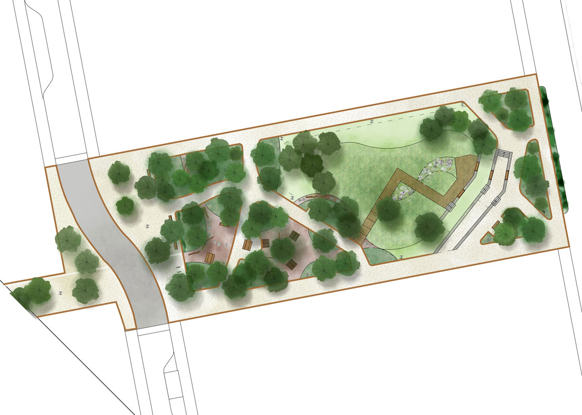 Rosenkvartsparken i området Heliotropen, illustrationsplan