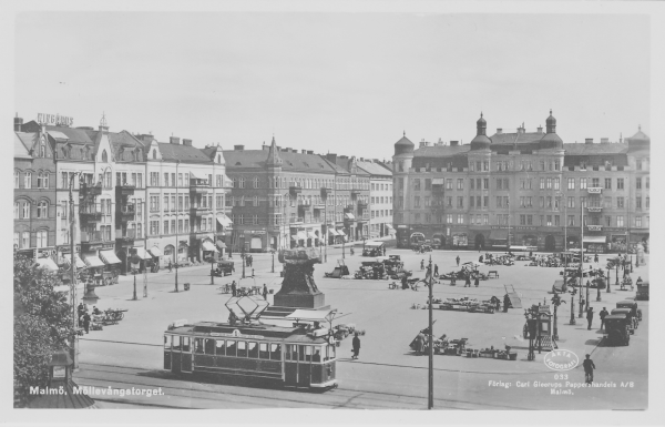 Ett äldre vykort med motiv från Möllevångstorget