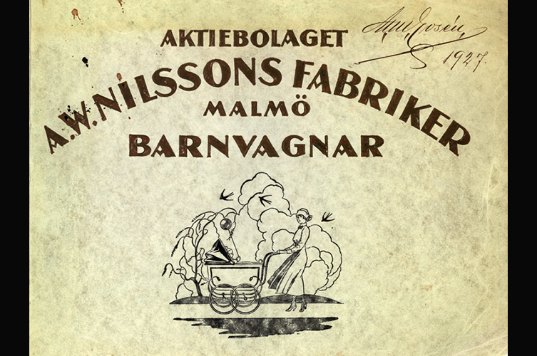 Priskurant 1927 över Barnvagnar från A. W. Nilsson korg- &
barnvagnfabrik, Malmö.  Skannat material
/ Malmö museum.