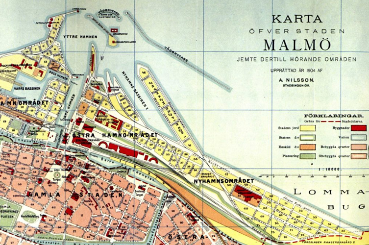 Malmökarta från 1904. 