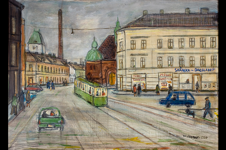 Bilden visar Föreningsgatan sedd från öster. © Åke Waldemar Larsson.
Foto: Vladimira Tabáková / Malmö museum.