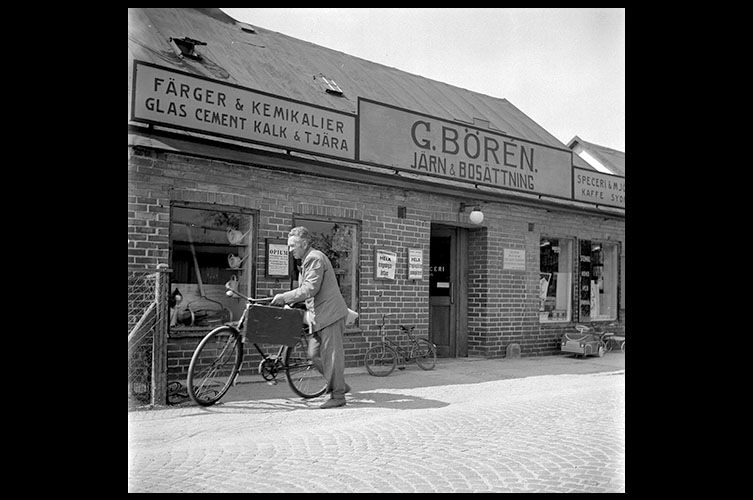 Gatubild - G.Böréns handel (P.A.Hanssons födelsehus)1949. Foto: Gunnar
Lundh / Malmö Museer.