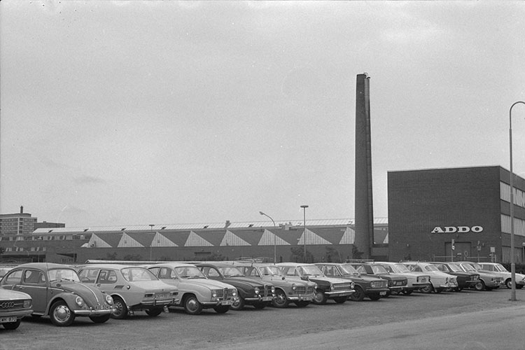 Utomhusbild som visar Addo på Industrigatan, kvarteret 43 Spiralen.
Bilden tagen 1974. Foto: Claes Håkansson
/ Malmö Museer. 