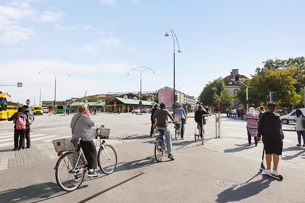 Fotografi vid cykelväg intill Södervärns busstation