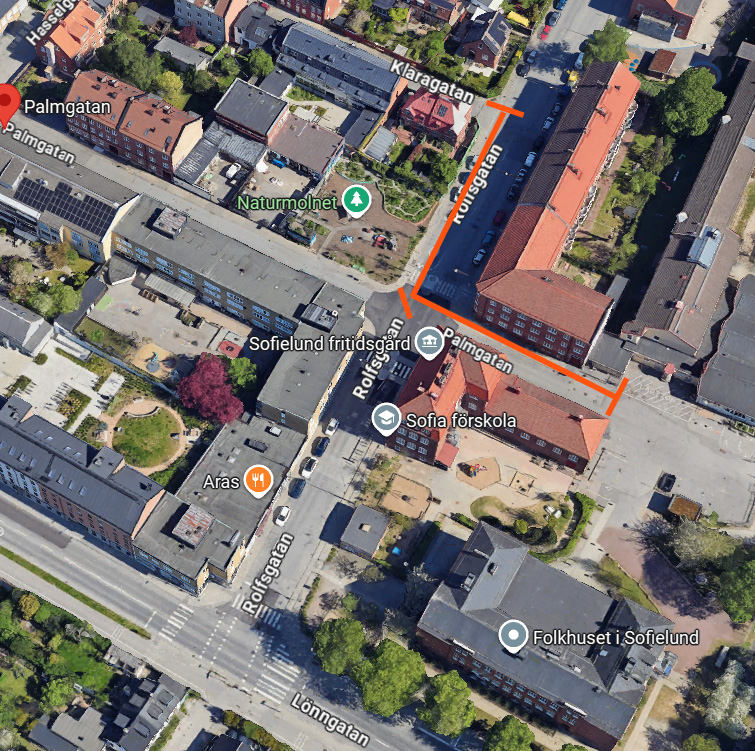 Illustrativ karta som visar avstängningar under gatufesten
