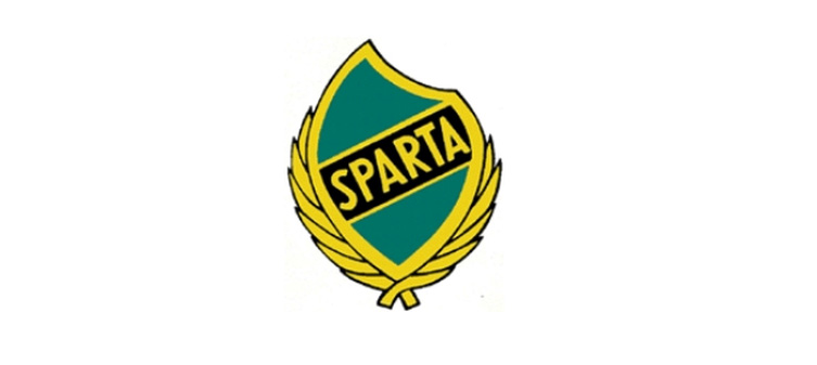 IK Spartas logotyp. Logotypen är grön och gul med texten Sparta