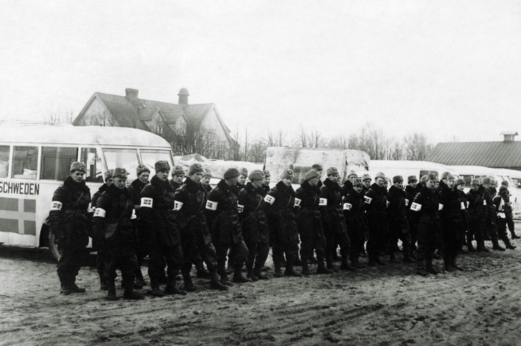 Förberedelse för avresa, Hässleholm 9 mars 1945. Foto: ©Röda korsets arkiv.