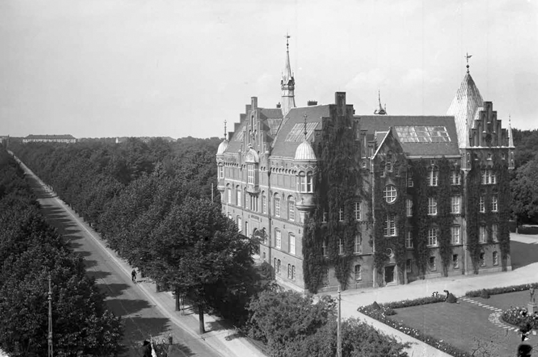 Bildspel med äldre svart-vita fotografier som visar flytten av giraffen till Malmö museum. Den fraktades hel i en specialbyggd ställning.