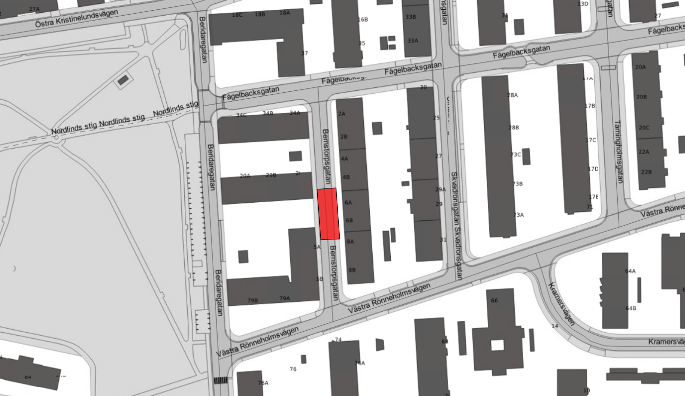 Arbetsområdet på Bernstorpsgatan.
