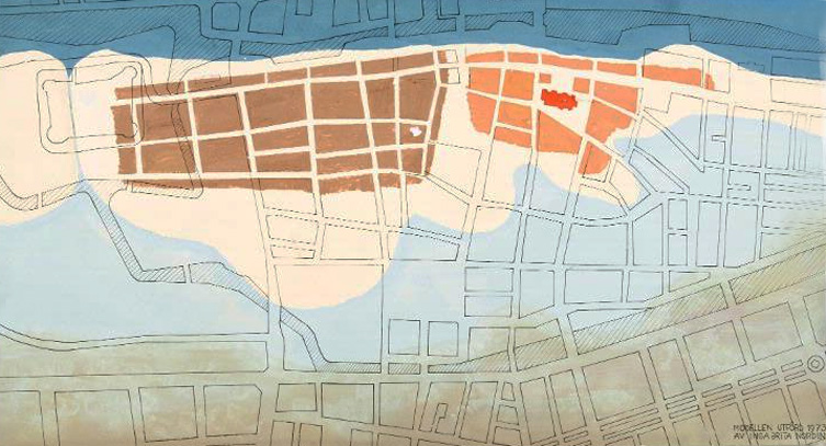 Reliefkarta föreställande Malmö på 1200-1300-talet.