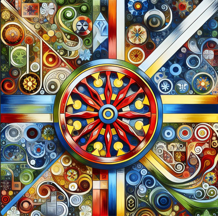 Bild på en bild som visas i utställningen Nationell minoritetsstatus. 