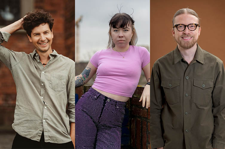 Kollage med porträtt på Oskar Kroon, EliSophie Andrée och Måns Nilsson.