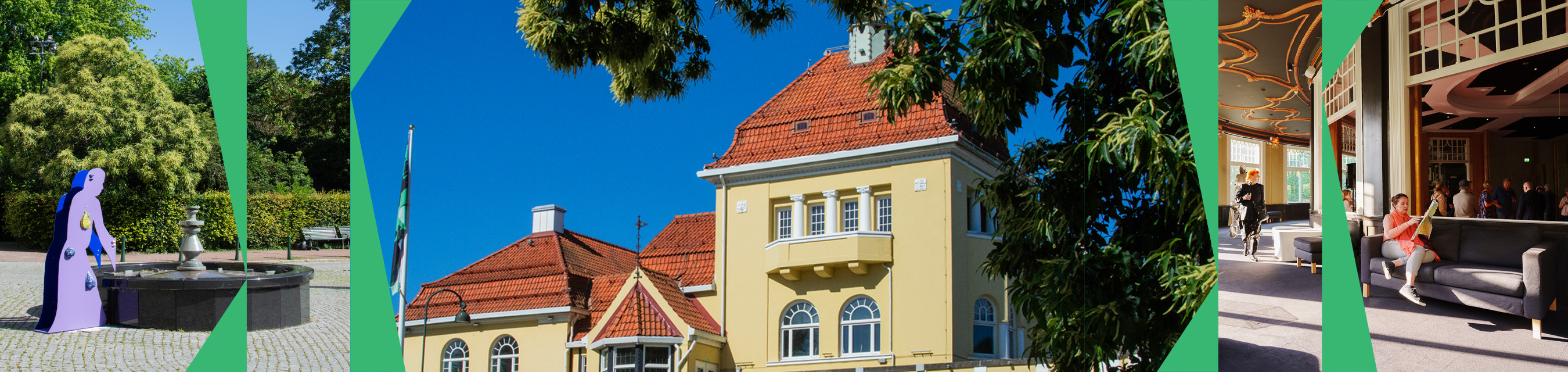 Bild på det gula huset i Kungsparken under sommaren. 