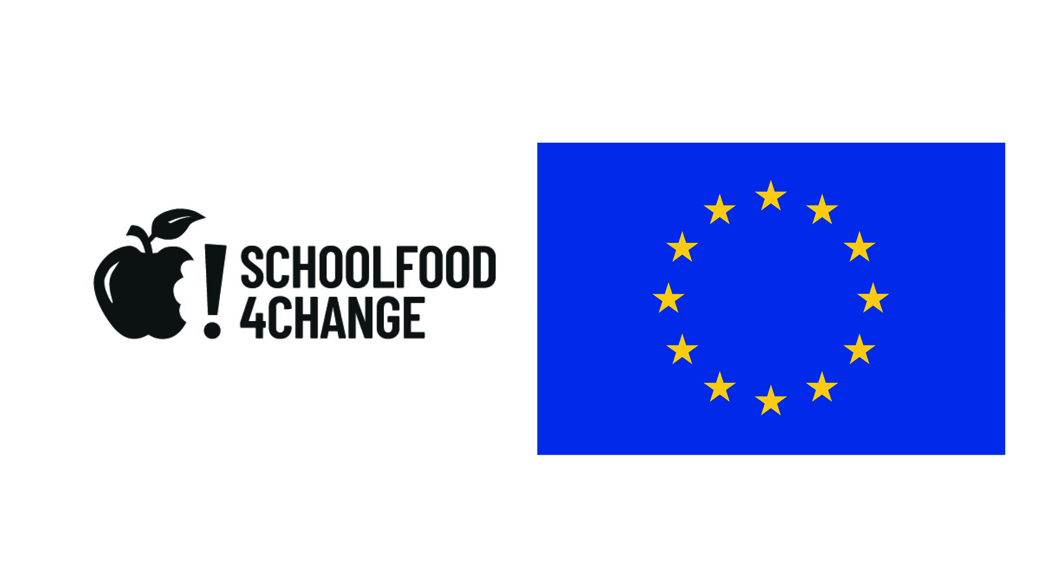 Logotyper för projektet SchoolFood4Change och EU