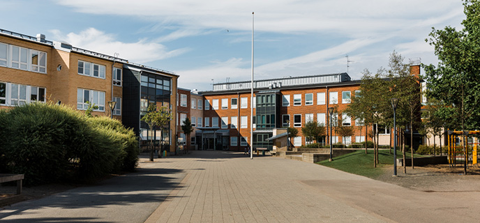 Stenkulaskolan ligger i bostadskvarter i sydöstra delen av Malmö.