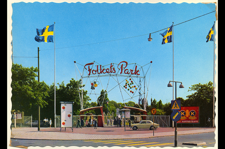 Färgvykort, Malmö,. Folkets Park, okänt år. Foto:
Giovanni Trimboli..