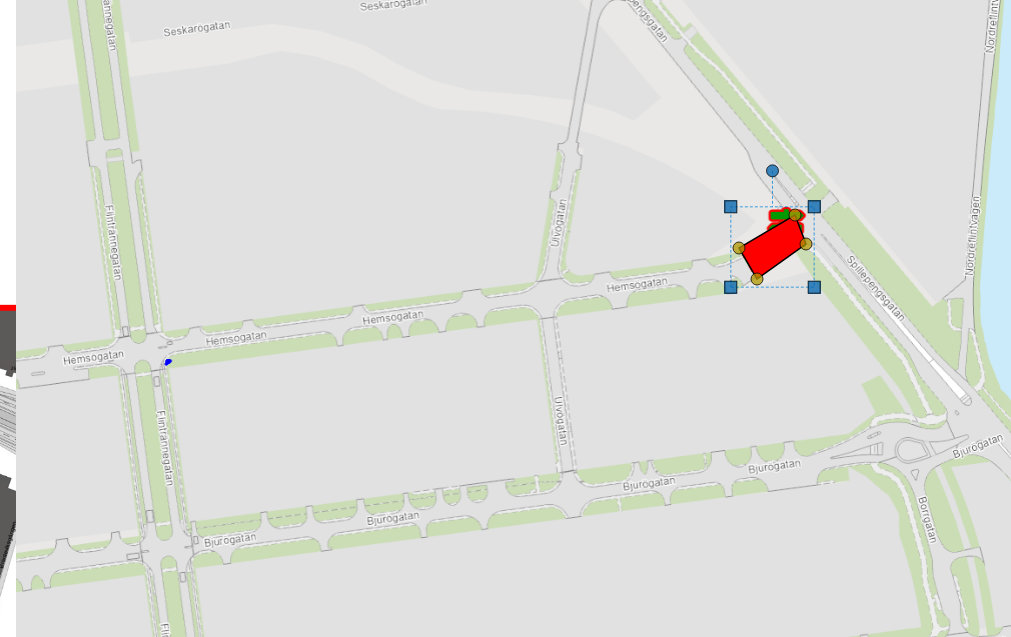 Bilden visar en karta där Hemsögatan är avstängd i närheten av Spillepengsgatan.