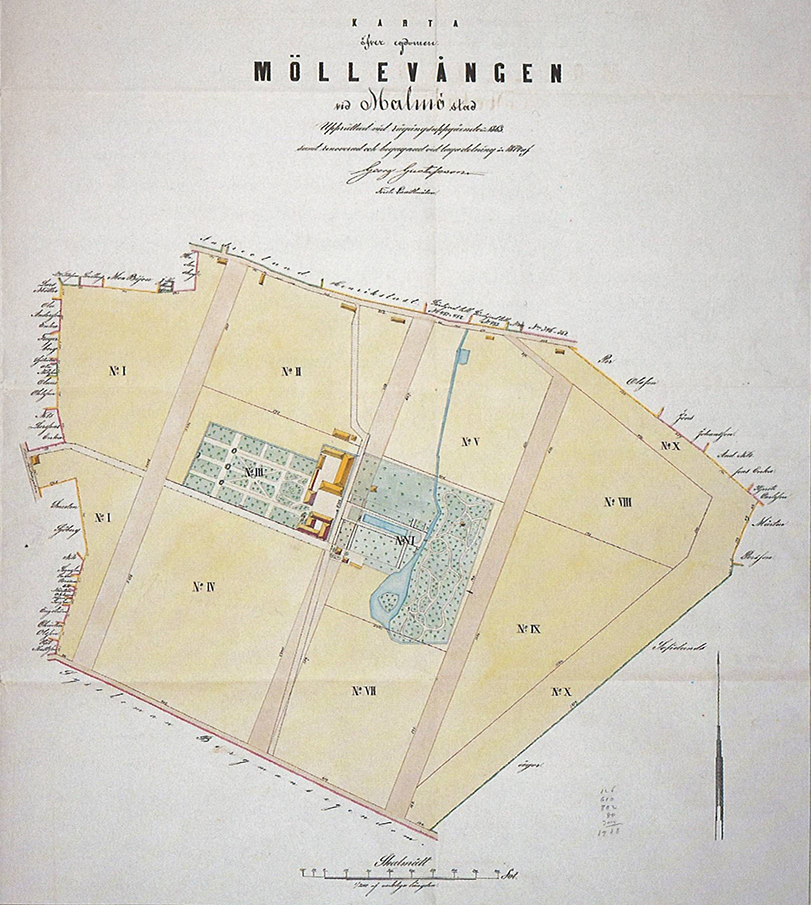 Kartbild över området vid Möllevångsgården.