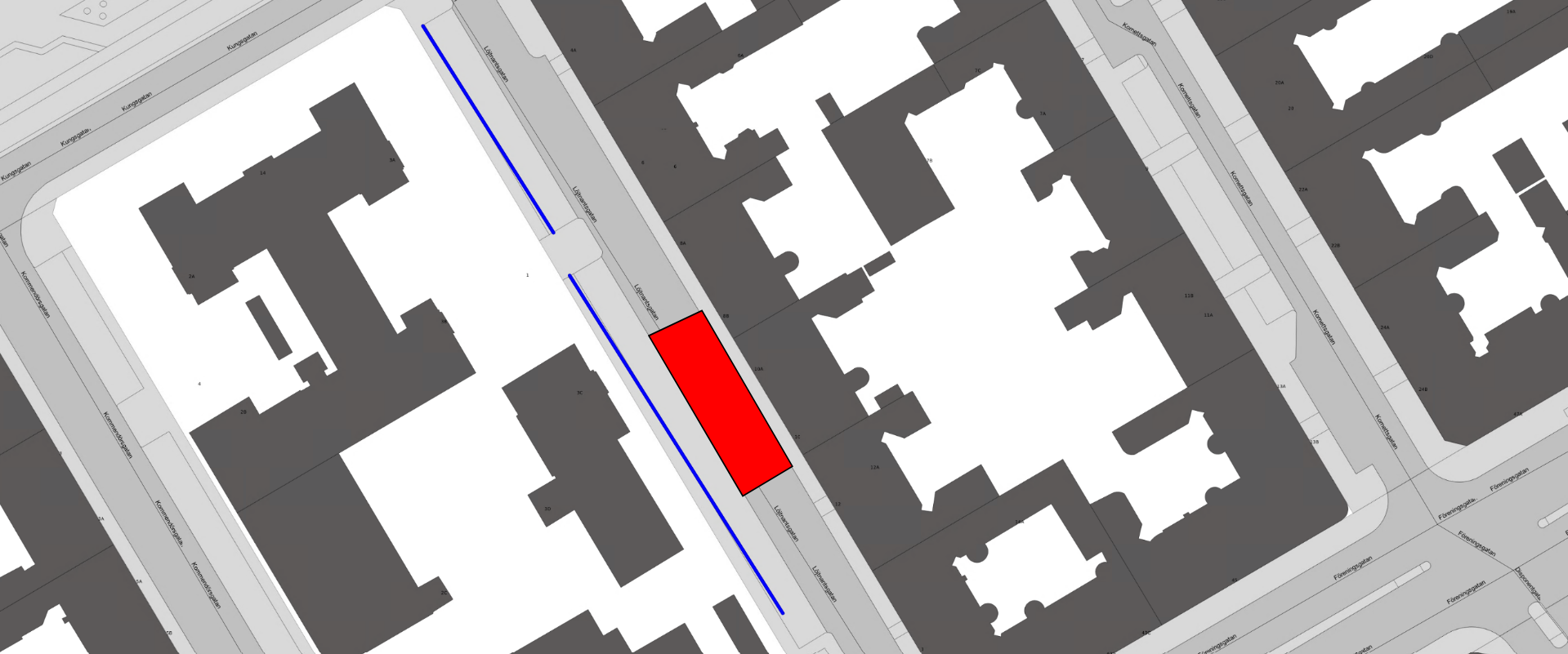Löjtnantgatan är avstängd mellan Kungsgatan och Föreningsgatan.