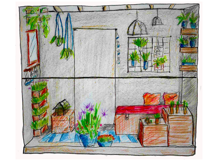 Illustrationsbild över balkong.