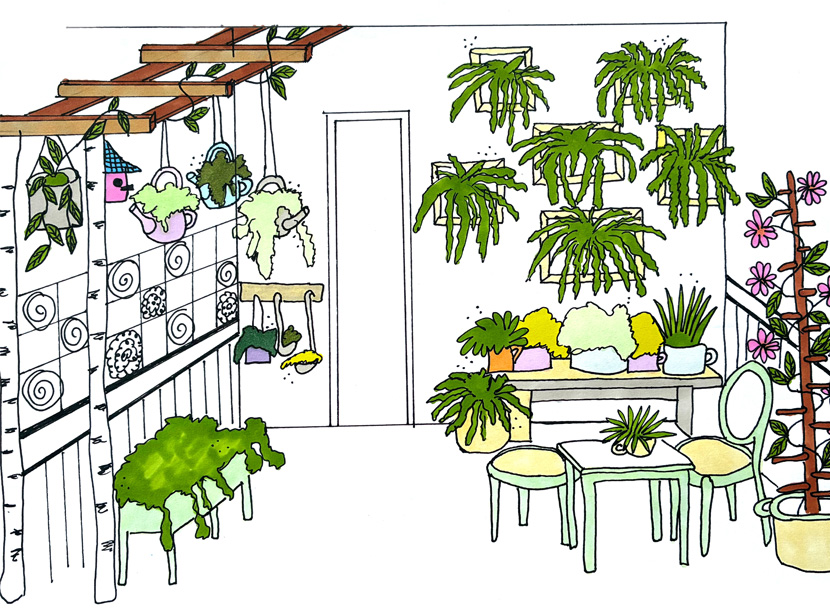 Illustration över utställningsbalkong