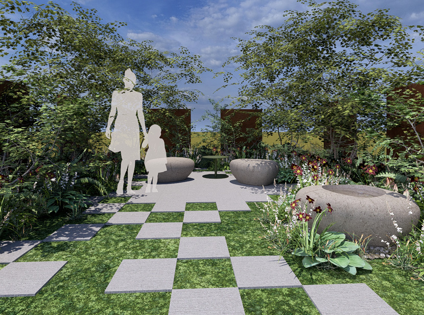 Illustration över utställningsträdgården