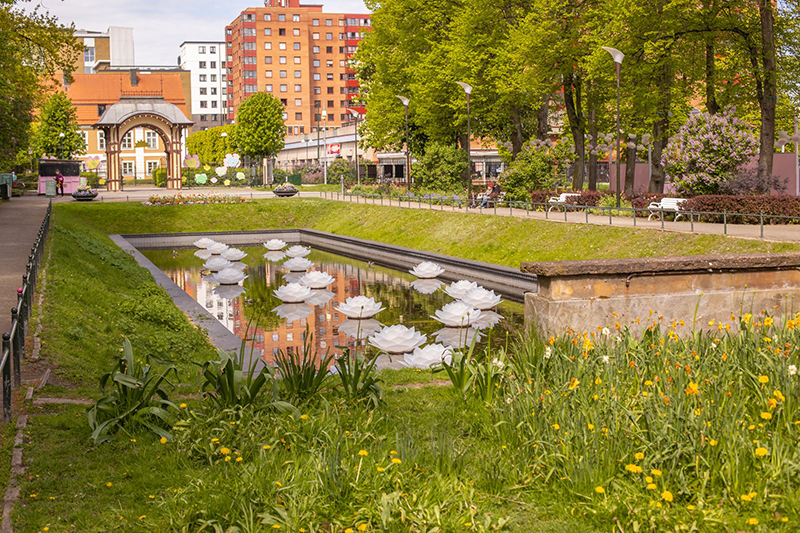 Folkets park, vid dammen vid ingången.