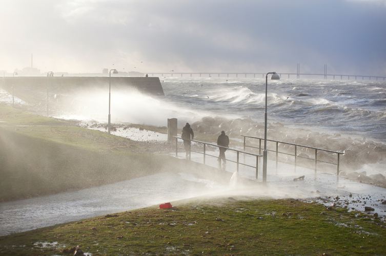 Västra hamnen i Malmö under stormen Sven 6 december 2013.