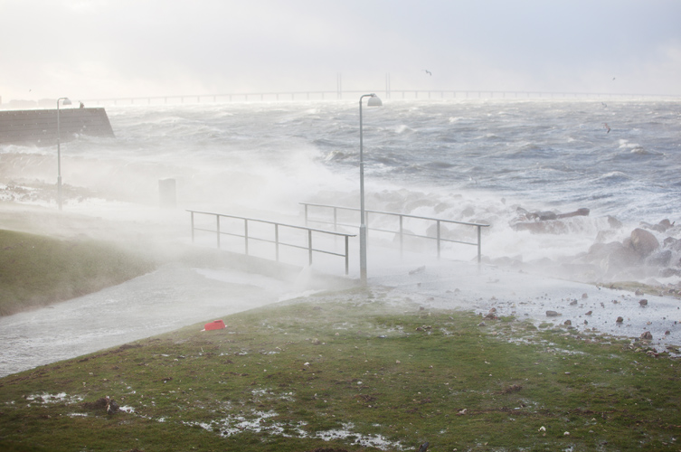 Västra hamnen i Malmö under stormen Sven 6 december 2013. 