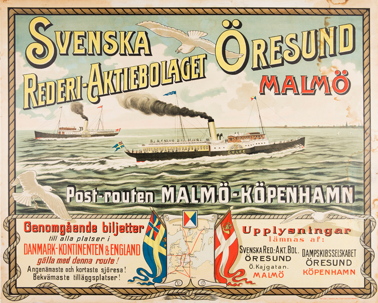 Äldre affisch med båt
