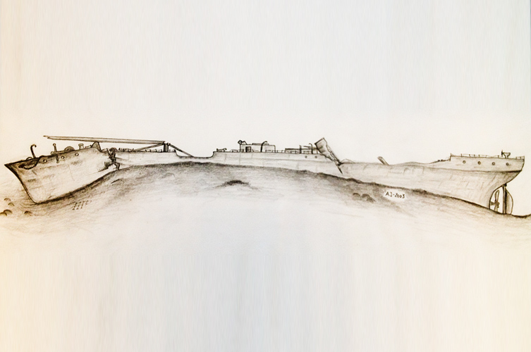 Enkel skiss över skeppet. 