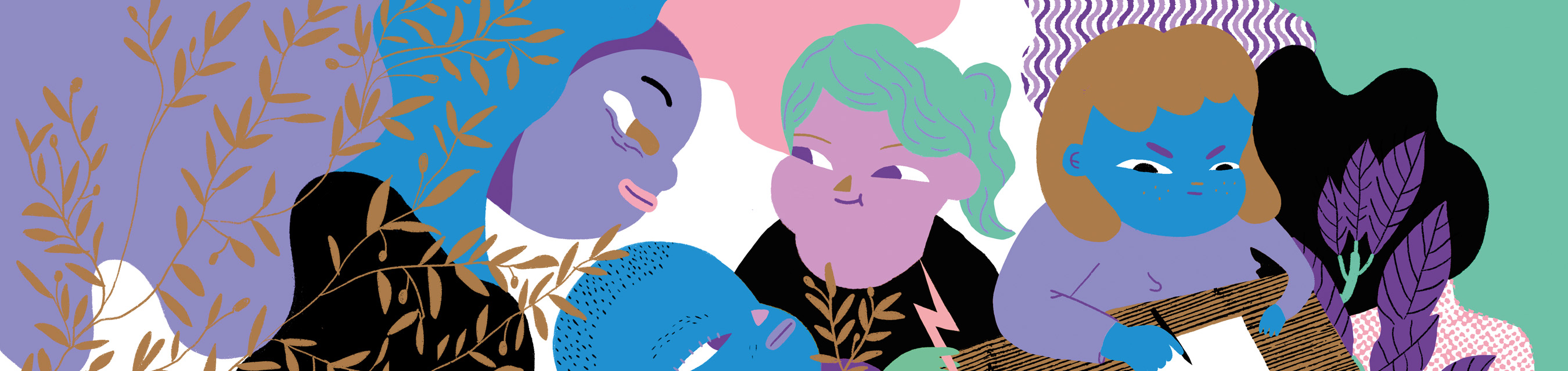 Illustration med människor. 