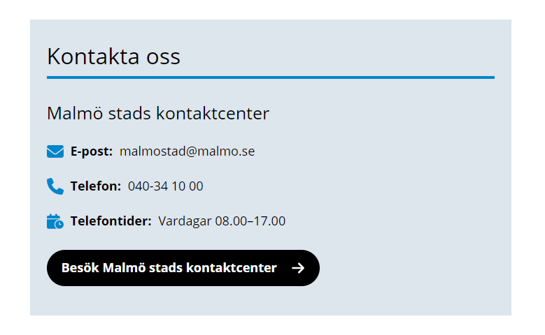 Exempel på hur modulen Kontaktbox kan se ut