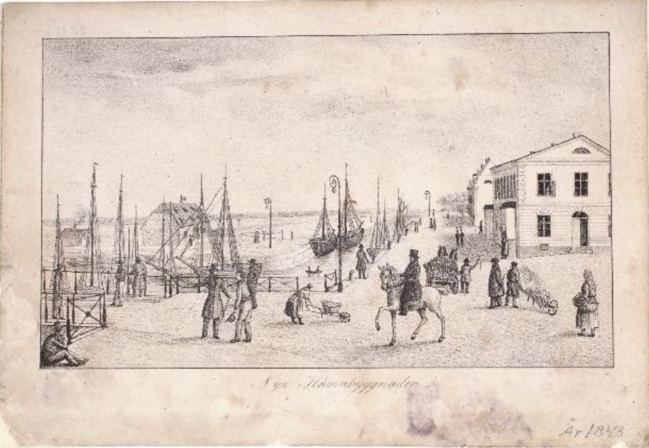 Hamnen avbildad 1843.