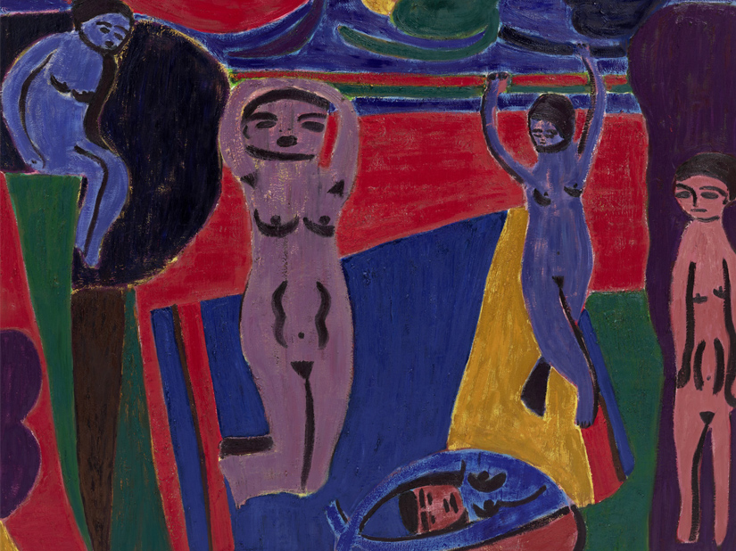 Bild på Tal Rs stora målning Blåt håndklæde